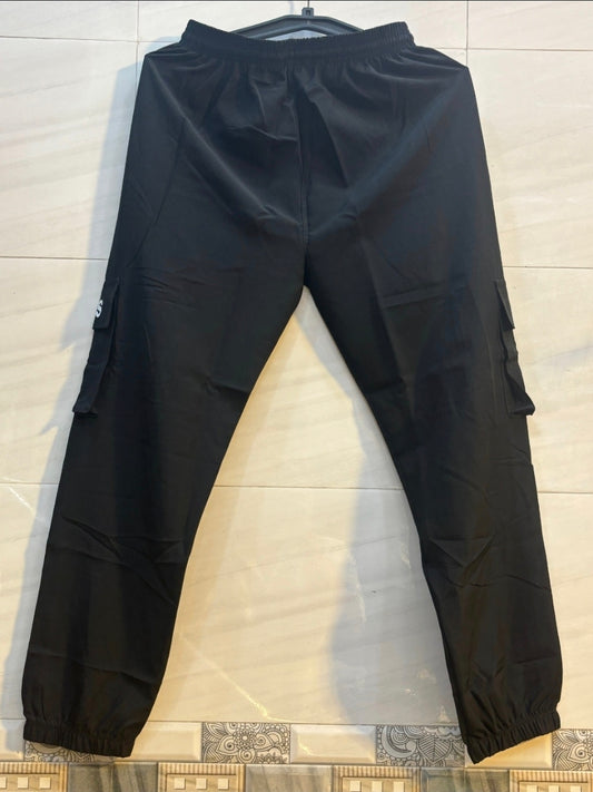 Black Cargo Jogger – 4 Pocket Stylish Lower with Adidas Print