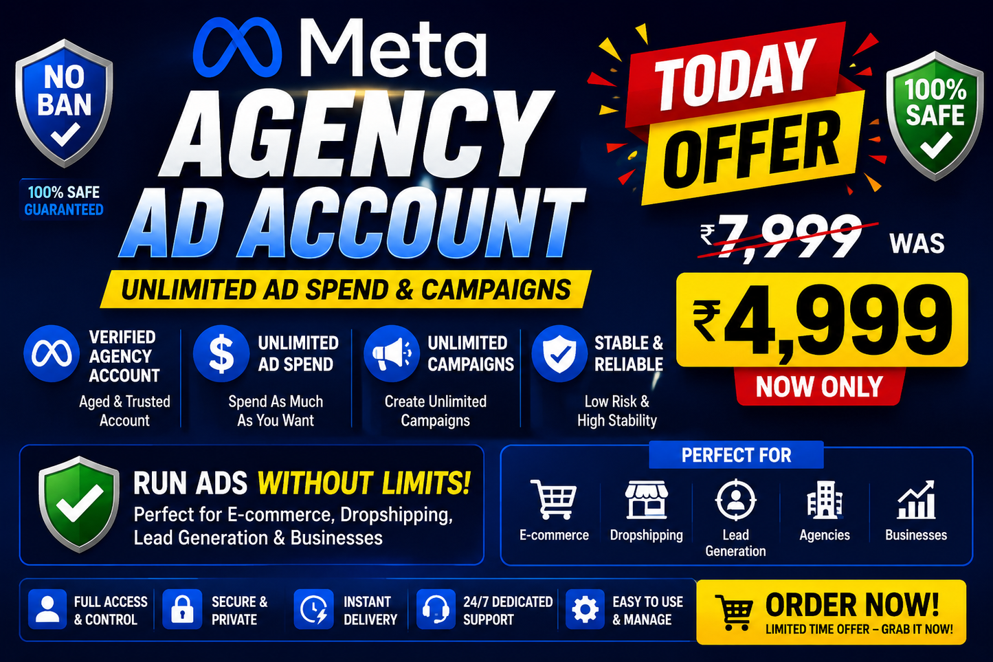 Buy Meta Agency Ad Account – Unlimited Ad Spend & Campaigns | Instant Delivery