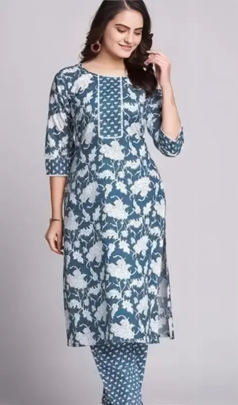 WOMEN KURTA SET WITH FANCY KURTI WITH BOTTOM