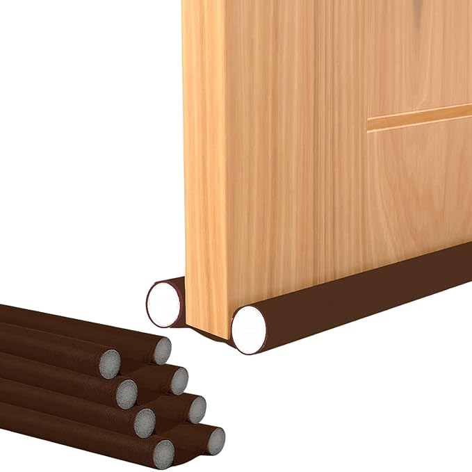 Welofy Brown Portable Under Door Draft Stopper – Twin Door Draft Blocker Guard for Noise, Dust & Air Protection