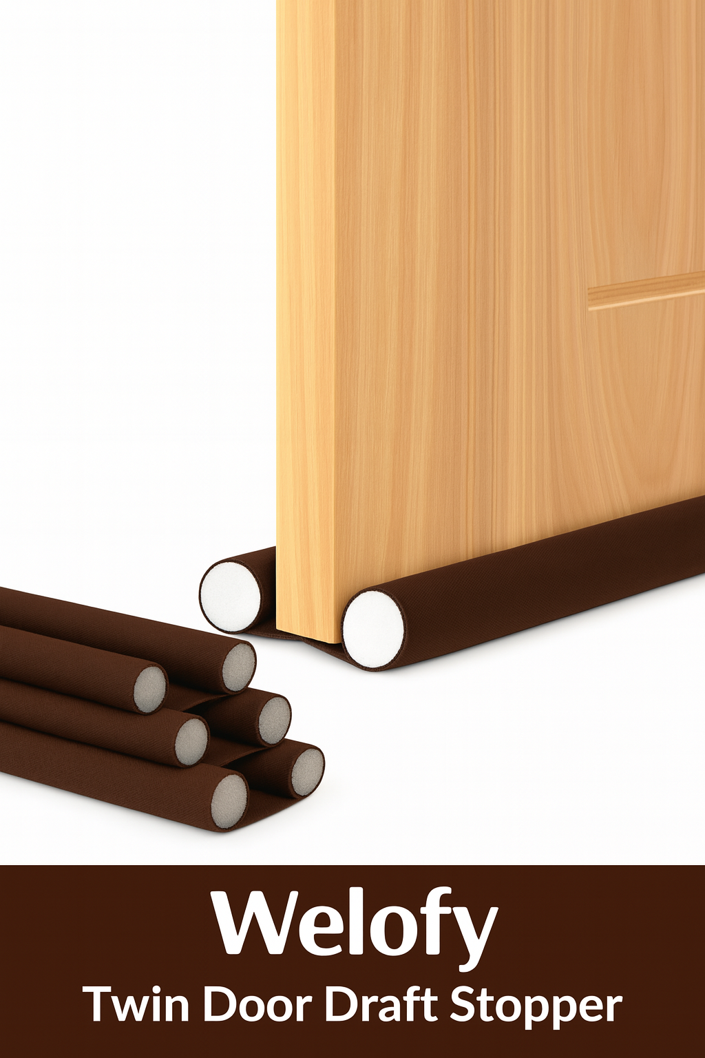 Welofy Brown Twin Door Draft Stopper – Noise, Dust & Air Blocker Guard