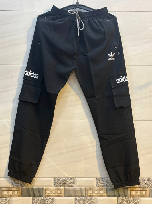 Black Cargo Jogger – 4 Pocket Stylish Lower with Adidas Print