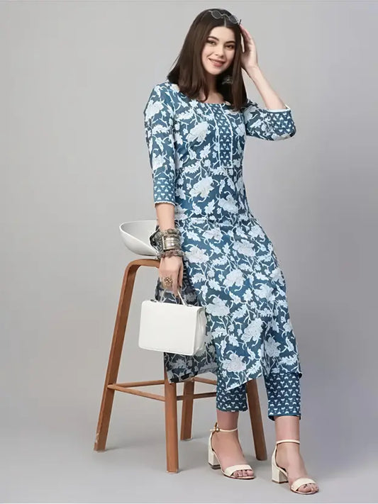 WOMEN KURTA SET WITH FANCY KURTI WITH BOTTOM