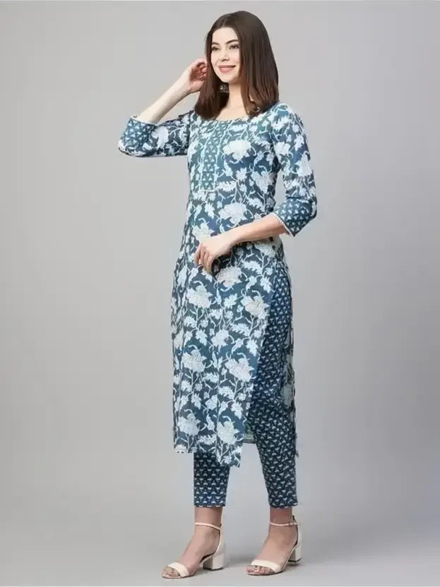 WOMEN KURTA SET WITH FANCY KURTI WITH BOTTOM